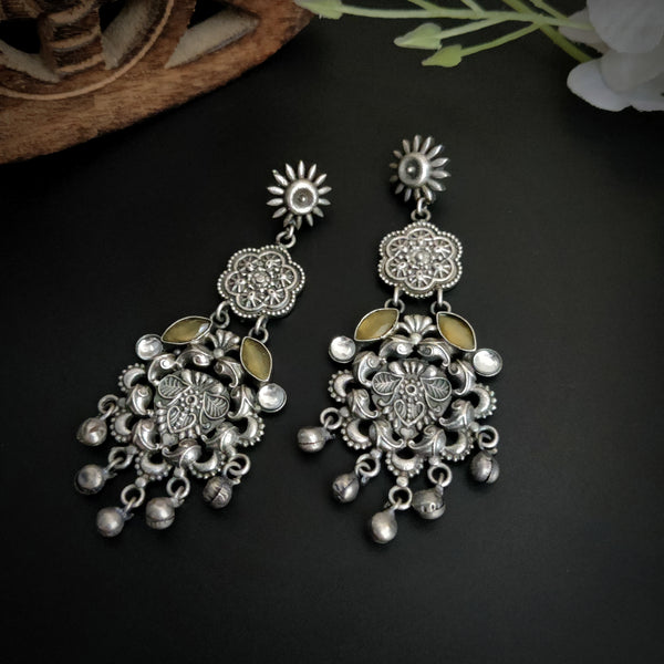 Handcrafted Silver-Tone Oxidized Dangler Earrings – Timeless Elegance