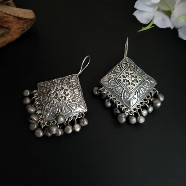 "Radhika" Silver Look Alike Oxidized Hook Earrings
