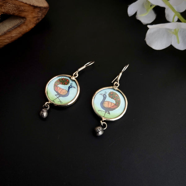 "Sukriti" Silver Look Alike Hand painted Oxidized Dangler