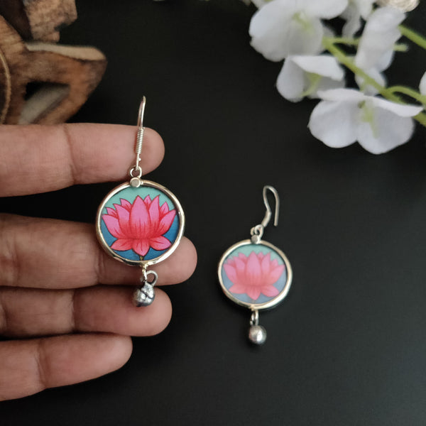 "Sukriti" Silver Look Alike Hand painted Oxidized Dangler