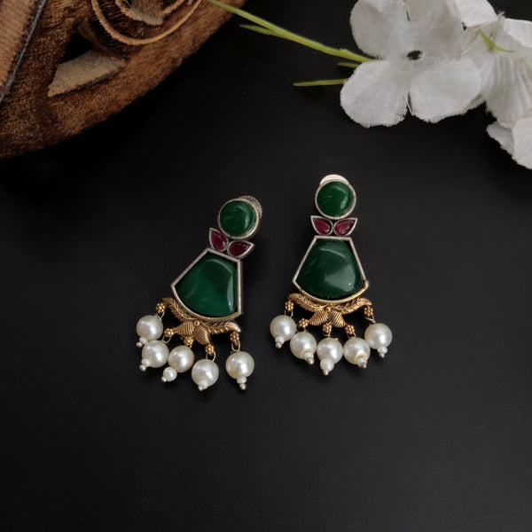 "Sanjana" Dual Tone Oxidized brass Stud