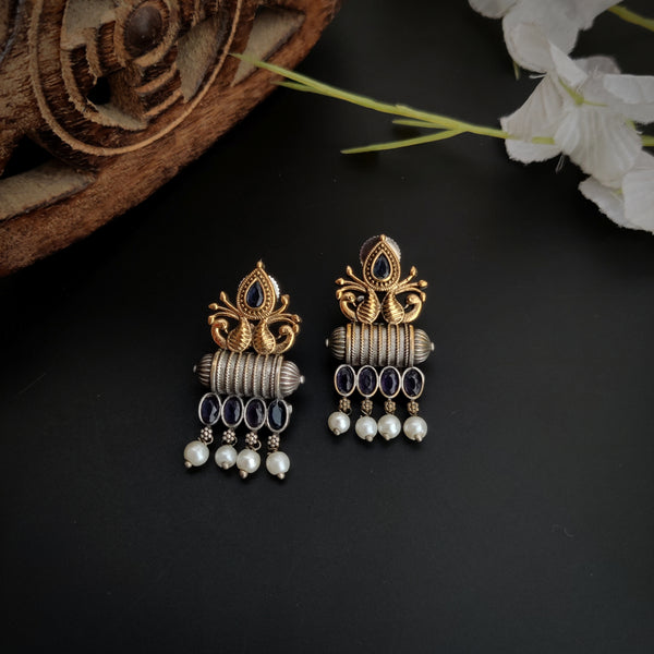 "Kirtika" Dual tone Oxidized Stud Earrings