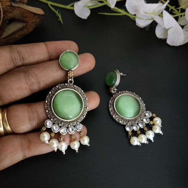 Dual Tone Monalisa Stone Dangler