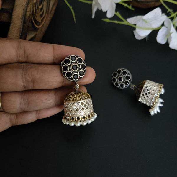 "Vinki"- Silver Look Alike Dual tone Jhumka