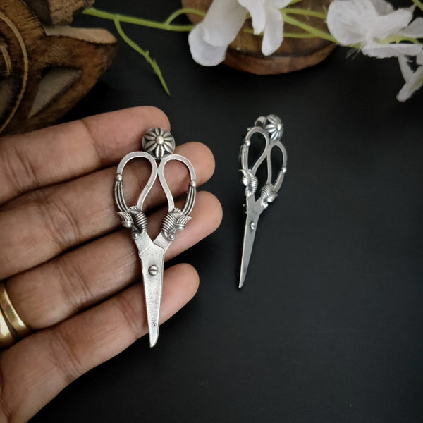 Antique Scissors Handcrafted Silver Lookalike Earrings