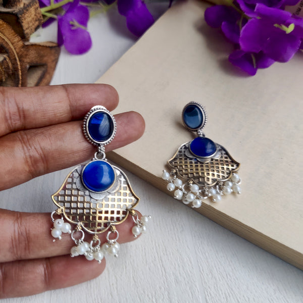 "Vega" Silver Look Alike Dual tone Earrings
