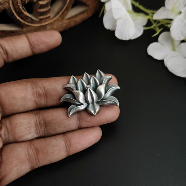 "Lotus" Adjustable Oxidized Silver Brass Rings