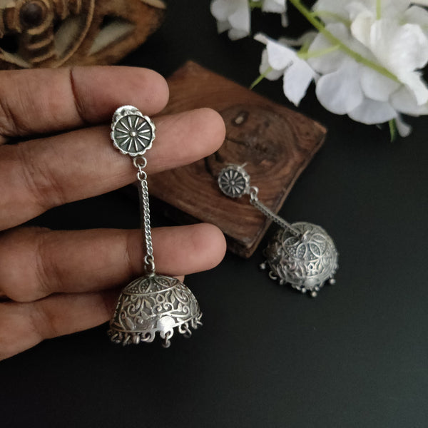 "Pinakin" Silver plated Oxidized Jhumka