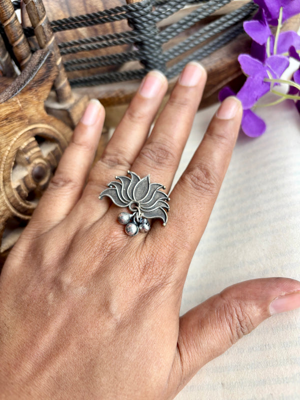 "Padma" Adjustable Oxidized Silver Brass Rings