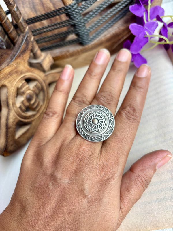 "Chandra" Adjustable Oxidized Silver Brass Rings