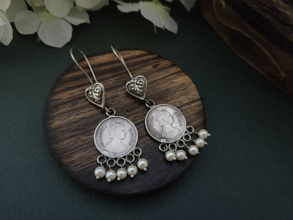 "Coin" Silver Look Alike Oxidized Earrings