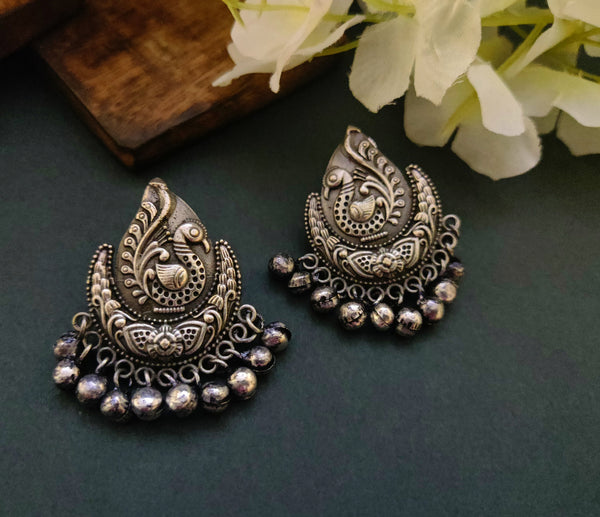 "Kasturina" Silver Look Alike Oxidized Earrings