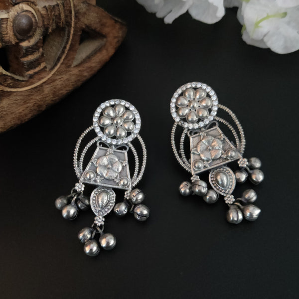 "Samaya" Silver Look Alike Oxidized Earrings