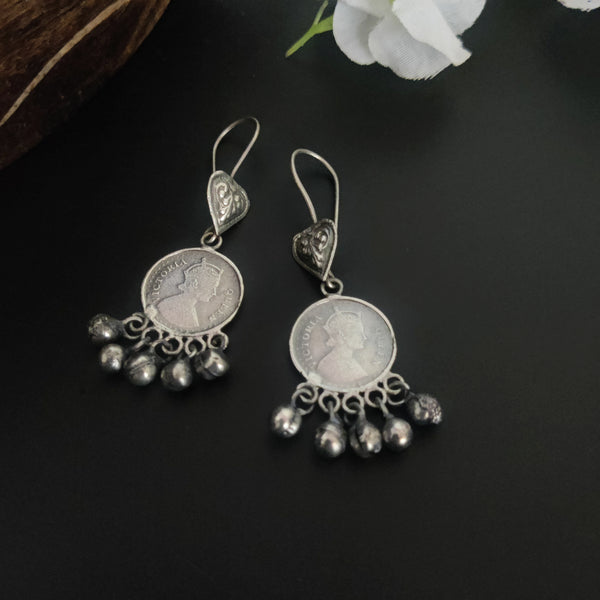 "Coin" Silver Look Alike Oxidized Earrings