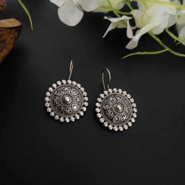 Tribal Oxidised Hook Earrings