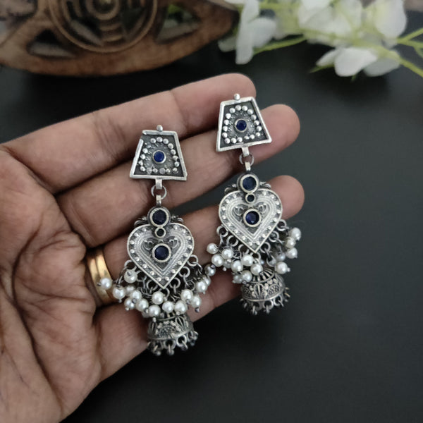 "Kavisha" Silver Look Alike Oxidized Earrings