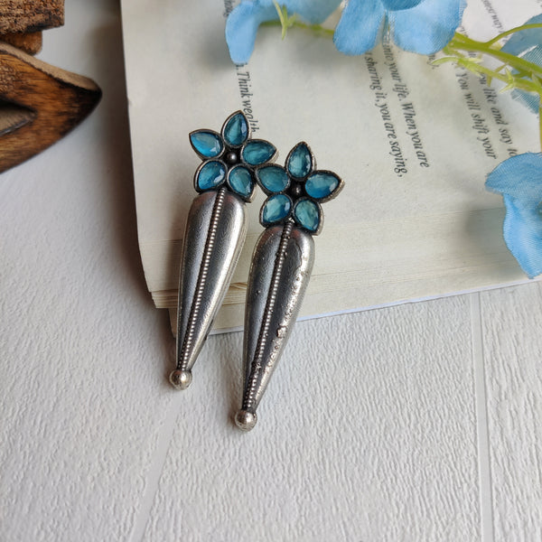 "Ketaki" Silver Look Alike Stone Earrings