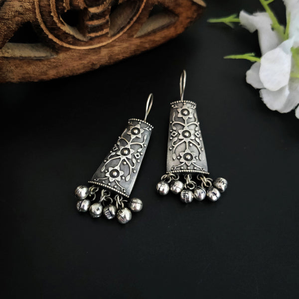 "Malian" Silver Look Alike Oxidized Earrings
