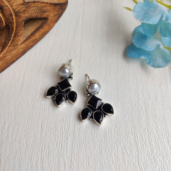 "Rina" Silver Look Alike Stone Earrings