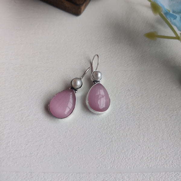 "Phoolkit" Silver Look Alike Stone Earrings