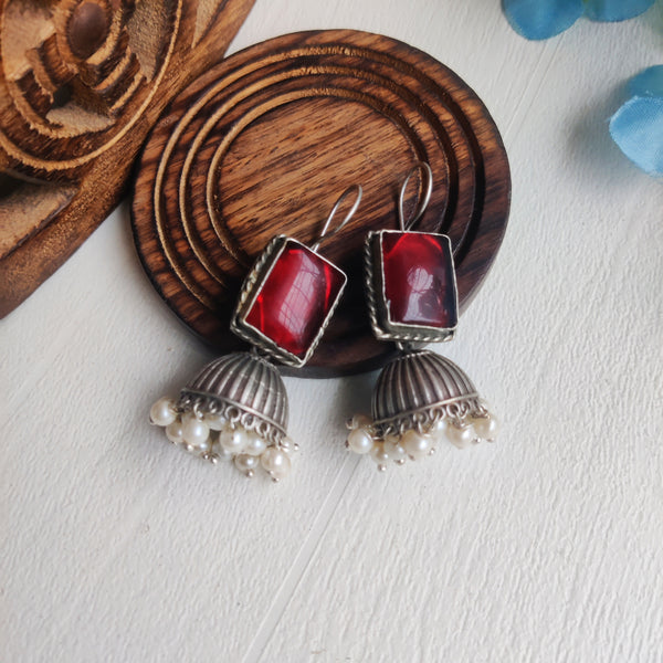 "Asha" Silver Look Alike Stone Earrings