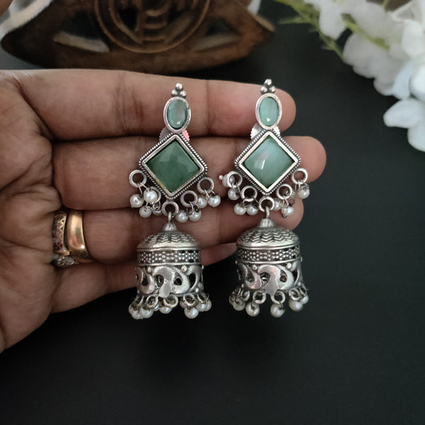 "Jiya"Silver look alike Oxidised Earring