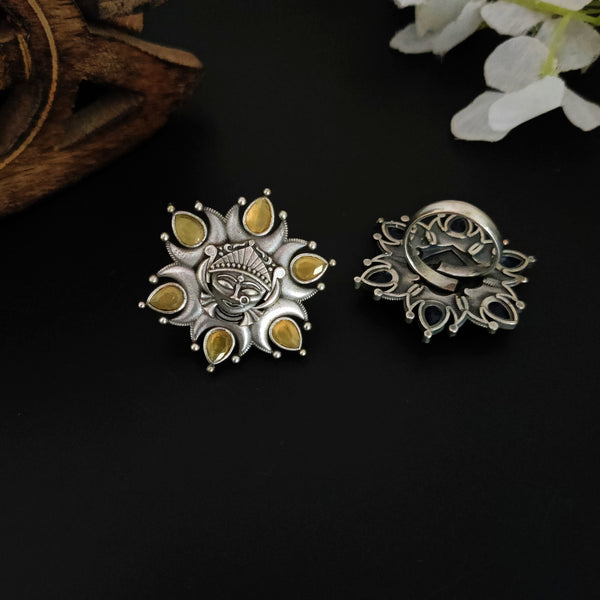 "Durga ji" Adjustable Oxidized Silver Brass Rings