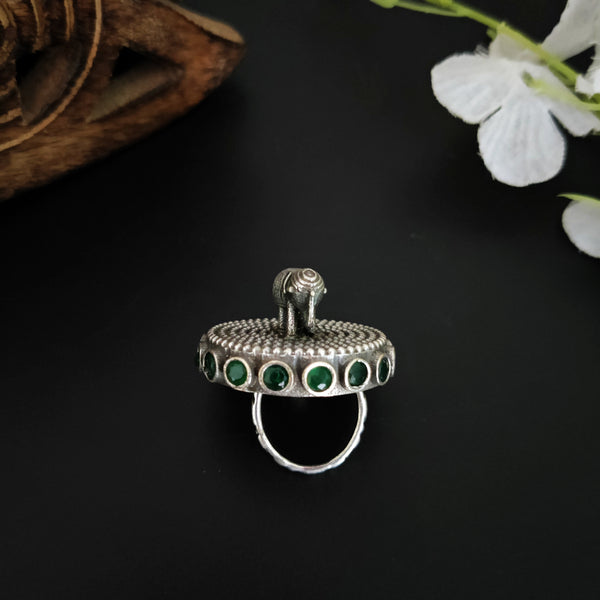"Elephant" Adjustable Oxidized Silver Brass Rings