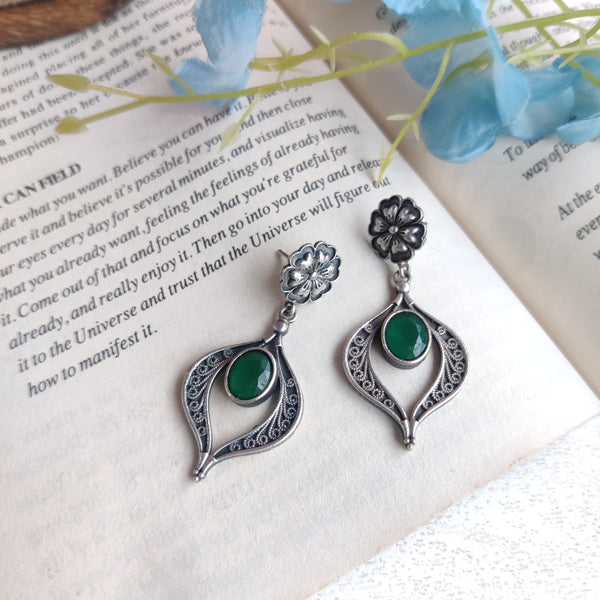 "Tvesas" Silver Look Alike Oxidized Earrings