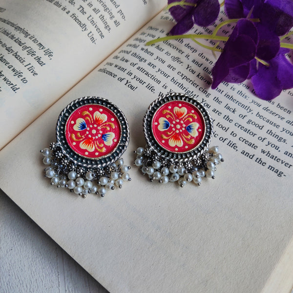 "Myra" Silver Look Alike Oxidized Earrings