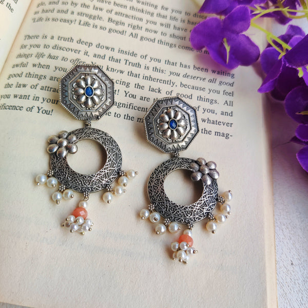 "Sanjna" Silver Look Alike Stone Earrings