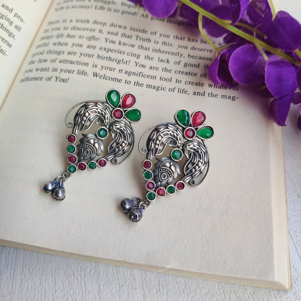 "Ashni" Silver Look Alike Stone Earrings