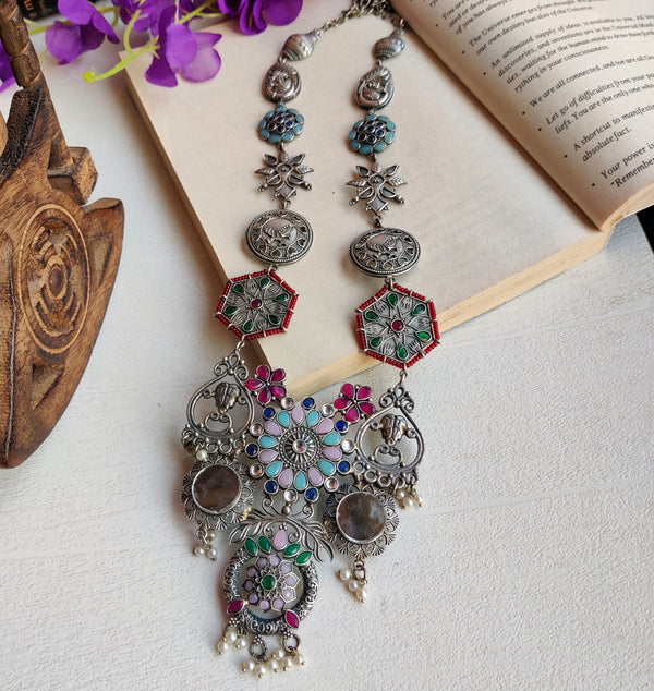 "Anuja" Silver Look Alike Statement Necklace