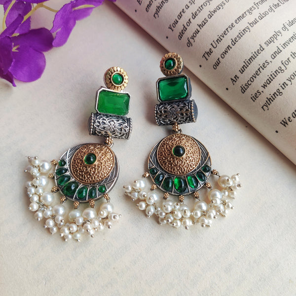 "Abhitha" Silver Look Alike Oxidized Earrings