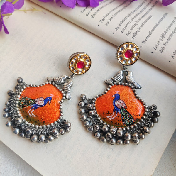 "Maalavi" Silver Look Alike Painted Earrings