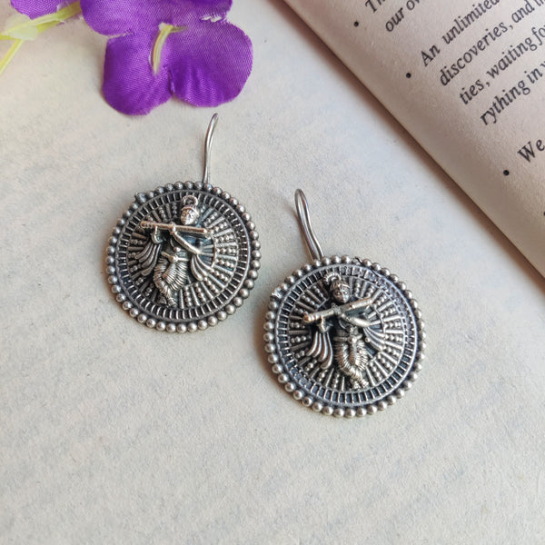 “Krishnaji” Silver Toned Handcrafted Brass Earring