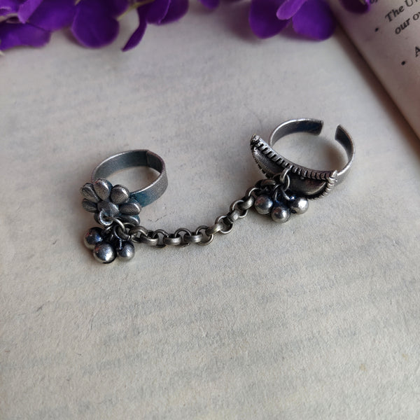 Adjustable "Veil" Silver Look Alike Oxidized Rings