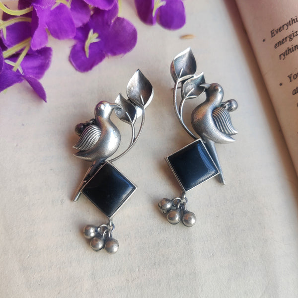 "Raeez" Silver Look Alike Stone Earrings