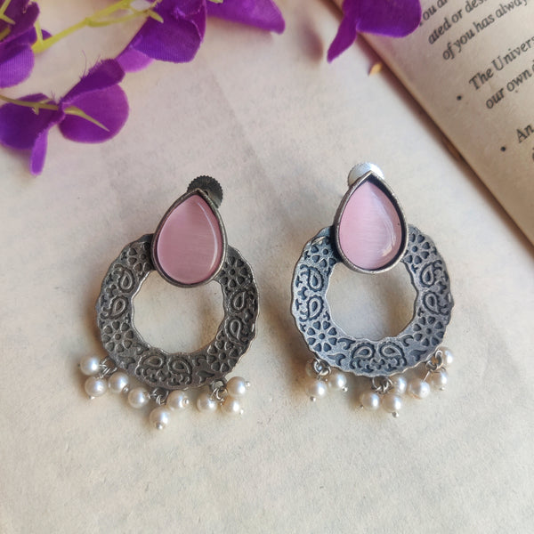 "Rahi" Silver Look Alike Stone Earrings