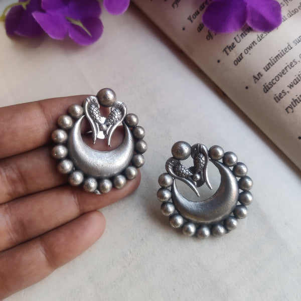 "Keyuri" Silver Look Alike Oxidized Earrings