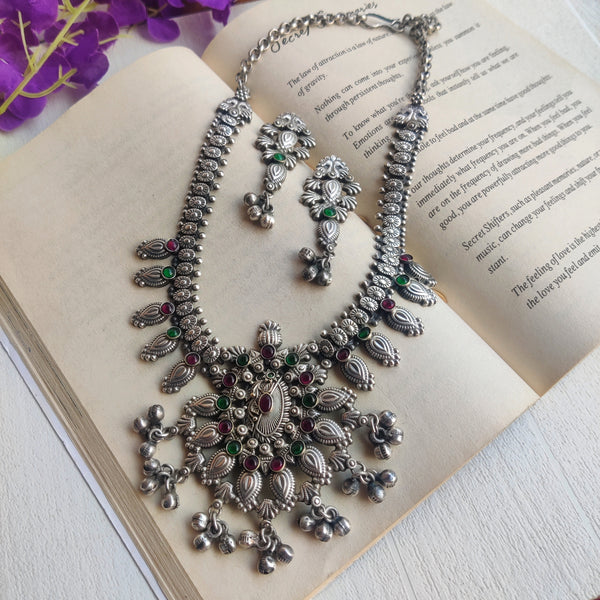 "Krishma" Silver Look Alike Oxidised Necklace