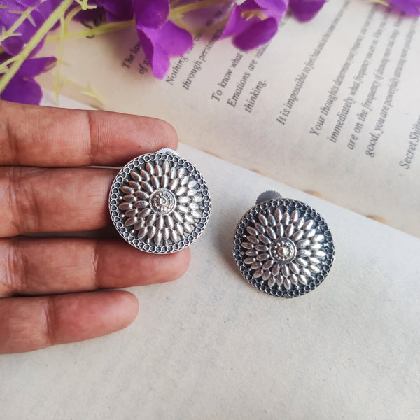 "Shailaja" Silver Look Alike Oxidized Brass Studs
