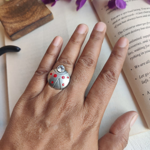 "Anuj" Silver Look Alike Hand painted Rings