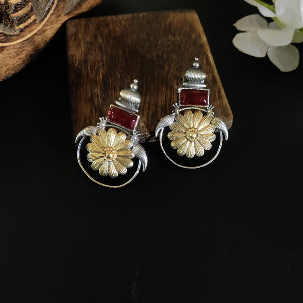 "Alankara" Silver Look Alike Dual tone Earrings