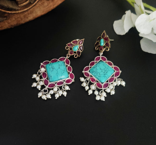 "Riddhima" Silver Look Alike Dual Tone Earrings