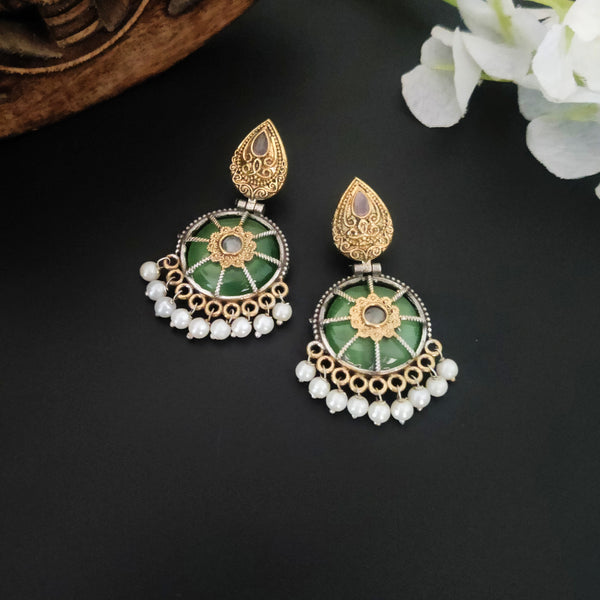 "Parul" Silver Look Alike Dual Tone Earrings