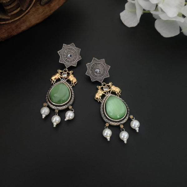 "Neera" Silver Look Alike Dual Tone Earrings