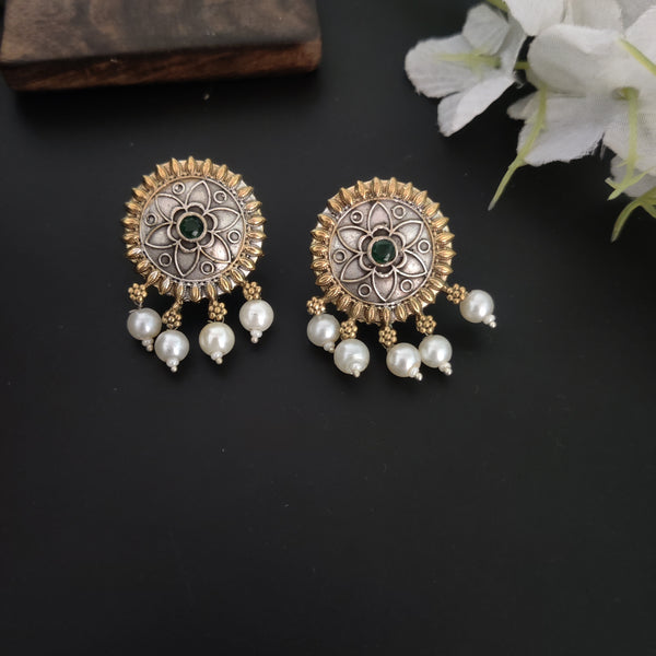 "Yashavi" Double tone Silver Look Alike Earrings