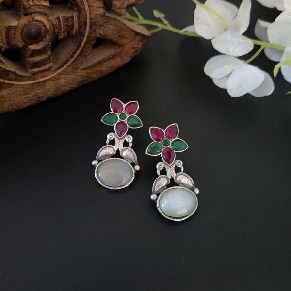 "Prerna" Silver Look Alike Dual tone Earrings