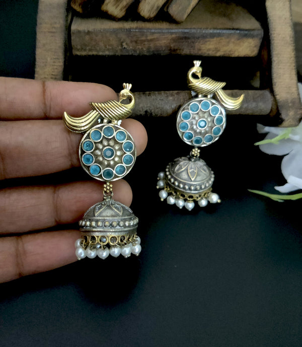 "Shaila" Oxidized Dual Tone Earrings